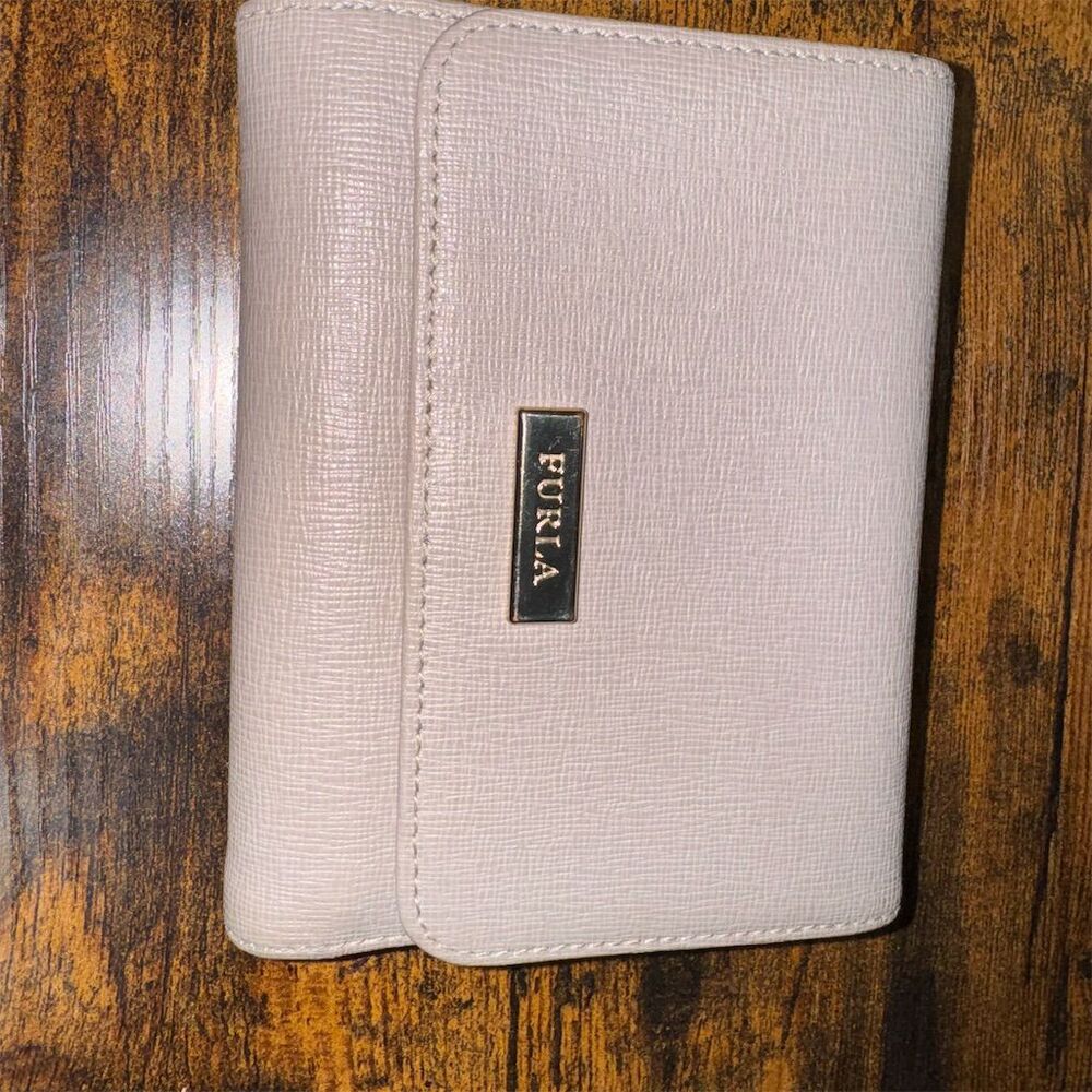 Furla Women's Beige Leather Trifold Wallet Zip-Around Style